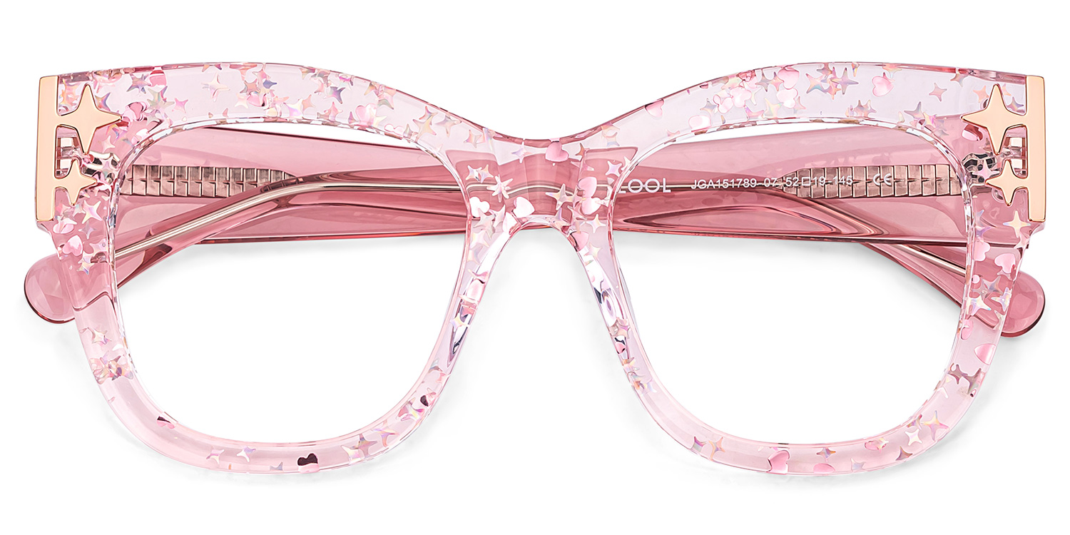 Minfia Square Pink Glasses3