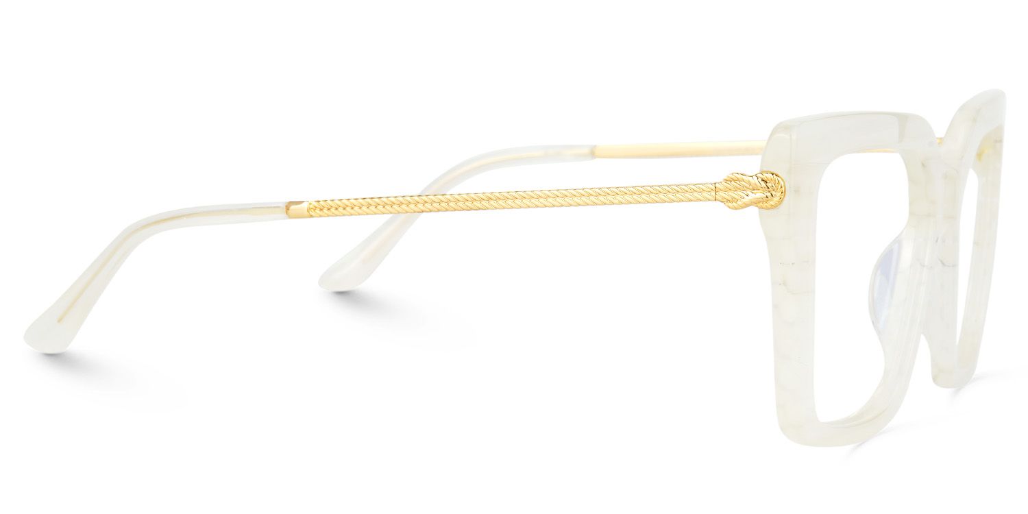 Flora Cream Frame Glasses with Square Style Online2