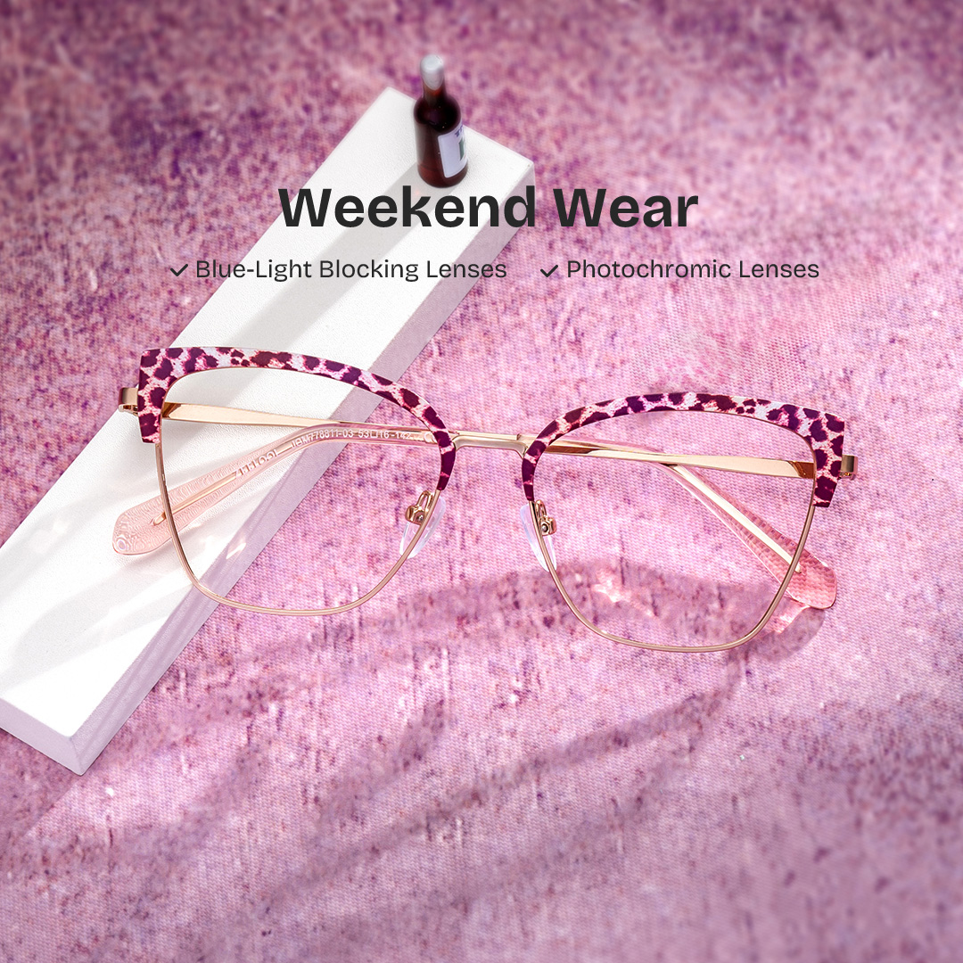 Harley Browline Pink Leopard Glasses0