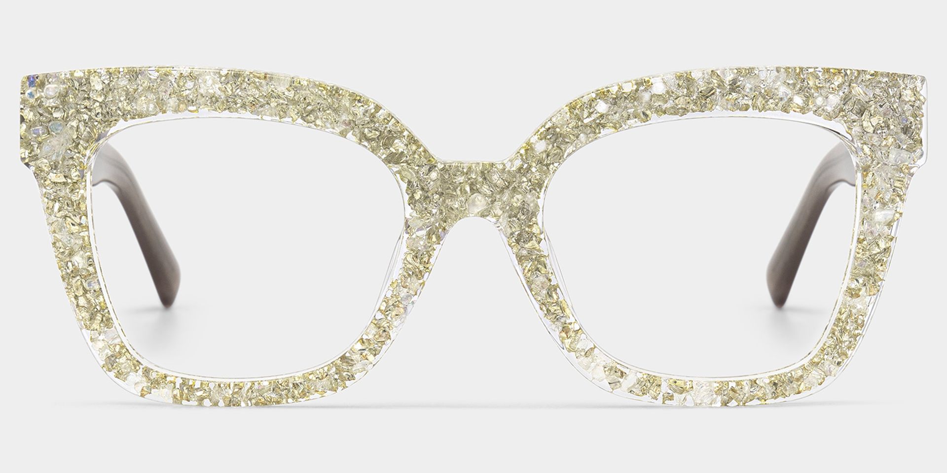Renata Square Silver Rhinestone Covered Glasses | ZEELOOL2