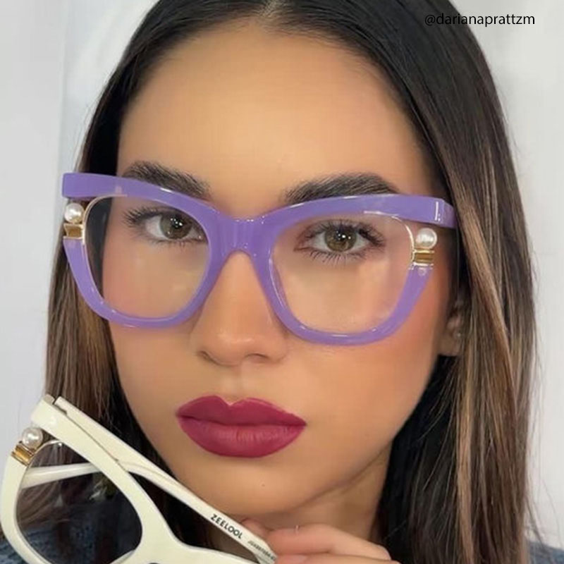 Purple Frame Blue Light Blocking Glasses with Pearl7