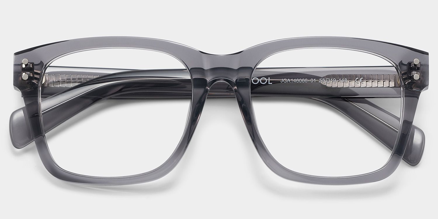 Fussell Square Gray Full-Frame Glasses | ZEELOOL Canada1