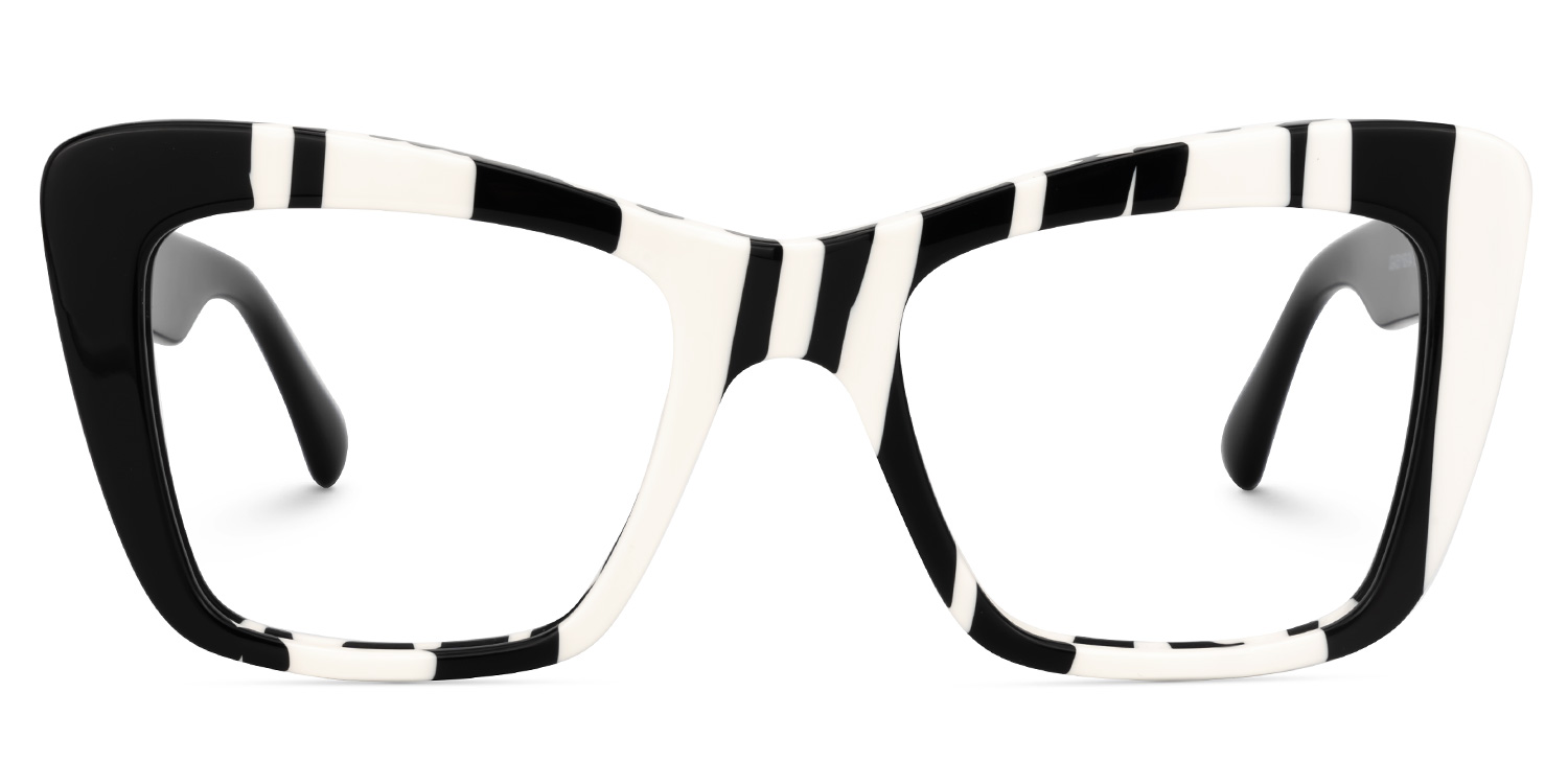 Bethel Cateye Black-White Glasses0