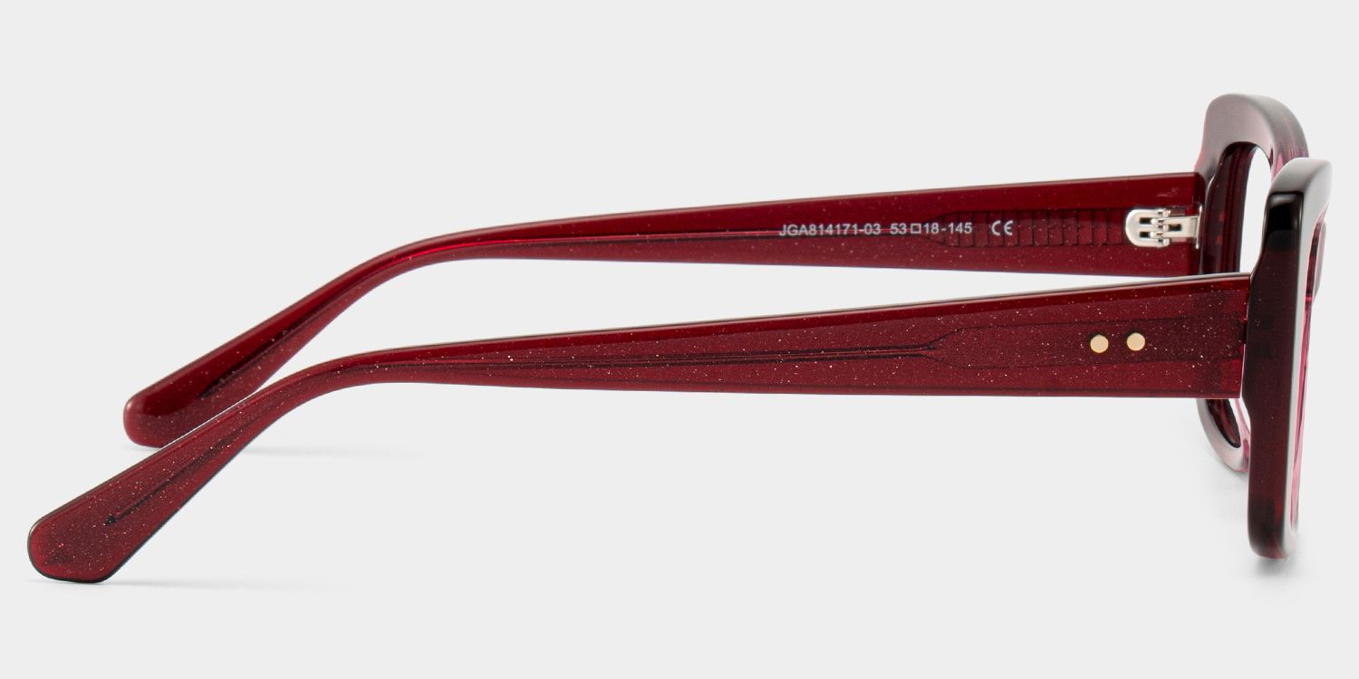 Leona Rectangle Red Gradient Glitter Glasses Frames | ZEELOOL3