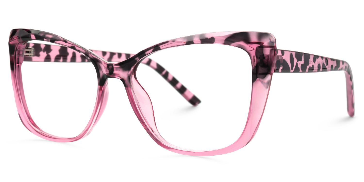 Square Farris Pink Transparent Frame -Zeelool Glasses1
