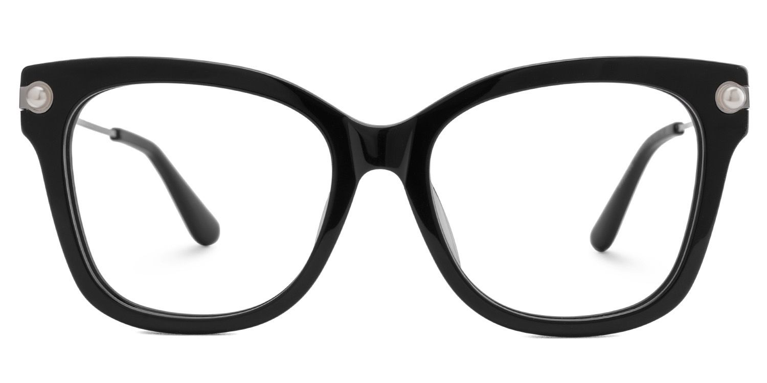 Square Black Glasses With Pearl1