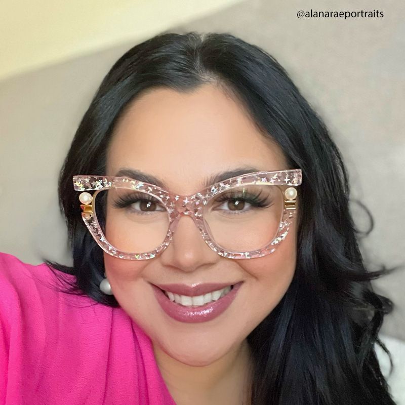 Transparent Pink Glasses with Pearl and Glitter Stars11