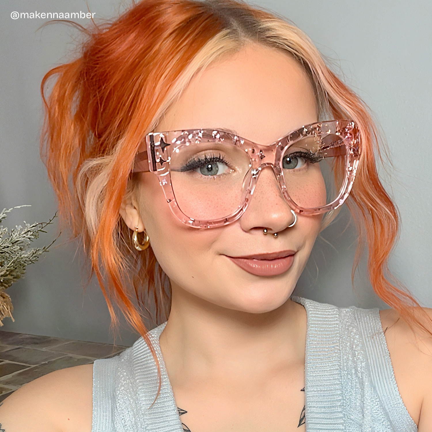 Minfia Square Pink Glasses9