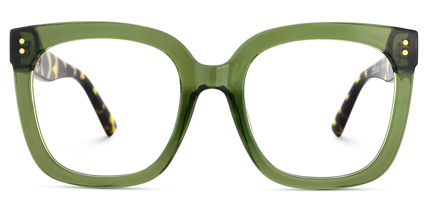 Ebony Square Green Tortoise Glasses1