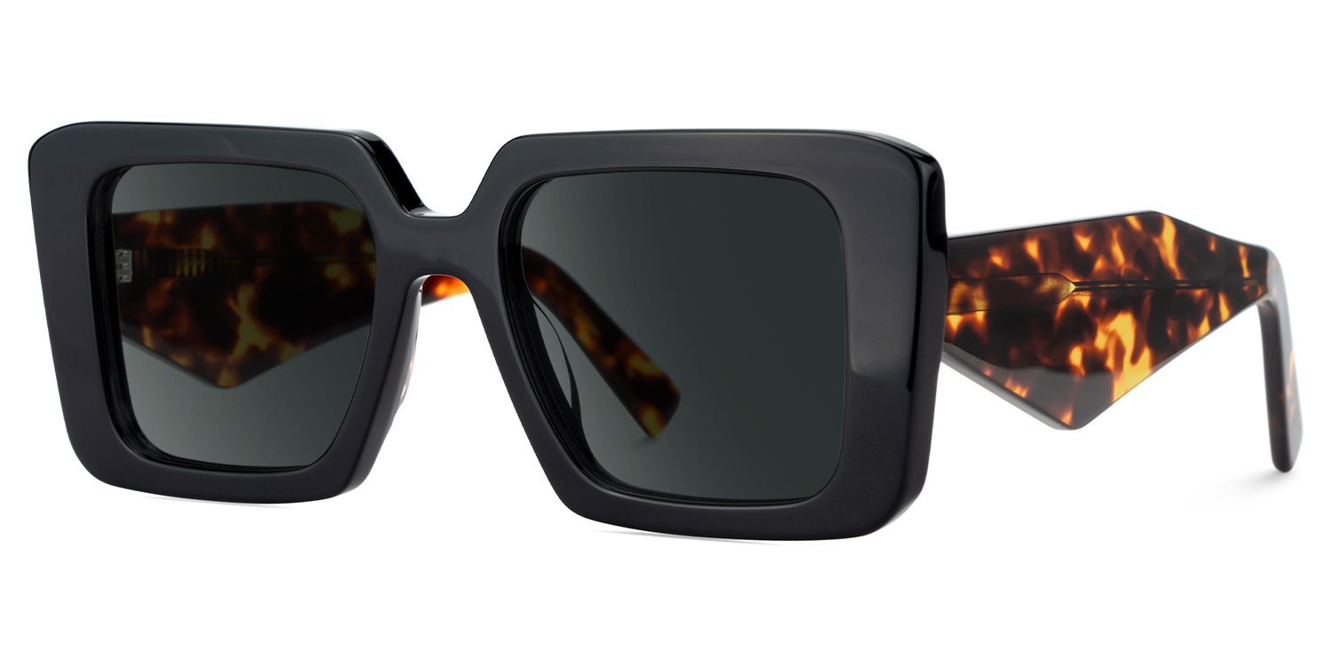 Reeve Rectangle Black Polarized Sunglasses2