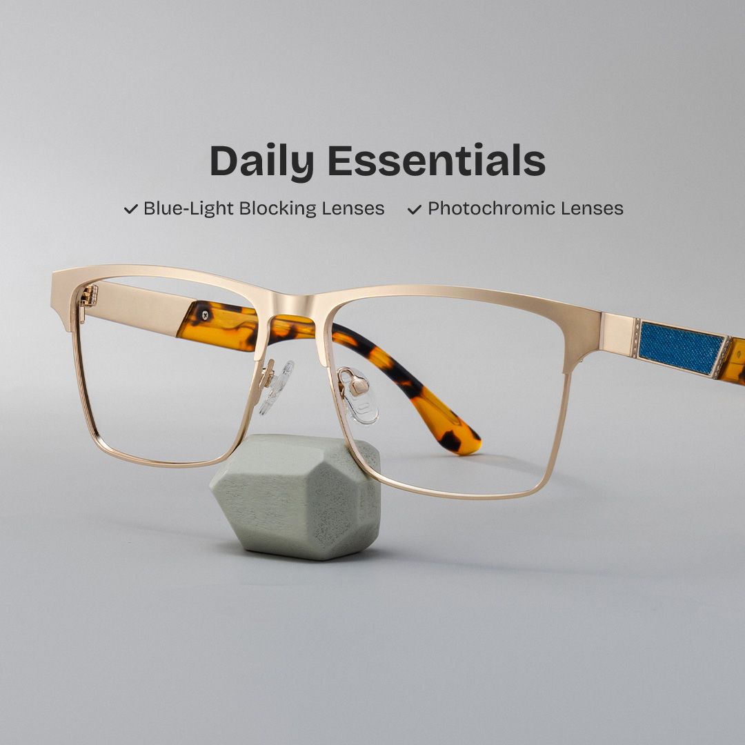 Jasper Eyeglasses in Browline Gold Frame | ZEELOOL Canada0