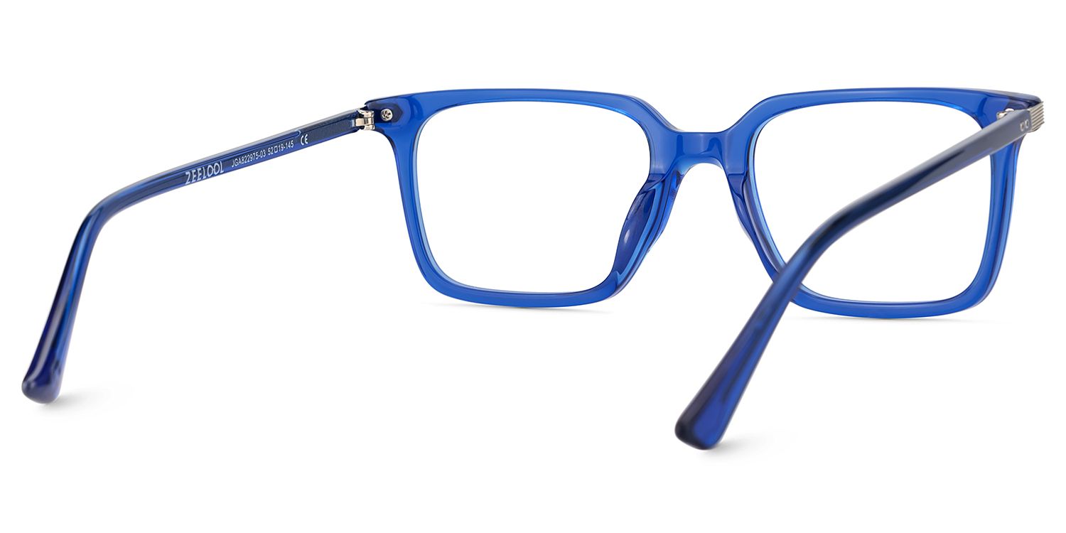 Thin Rectangle Glasses Frames in Blue Color5
