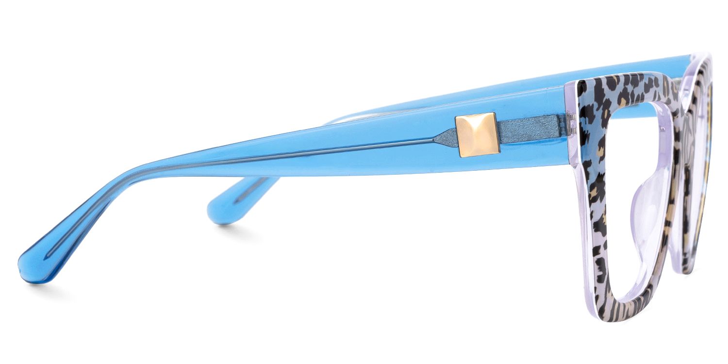 Affordable Blue Leopard Frame Ruby Square Glasses | ZEELOOL Canada2