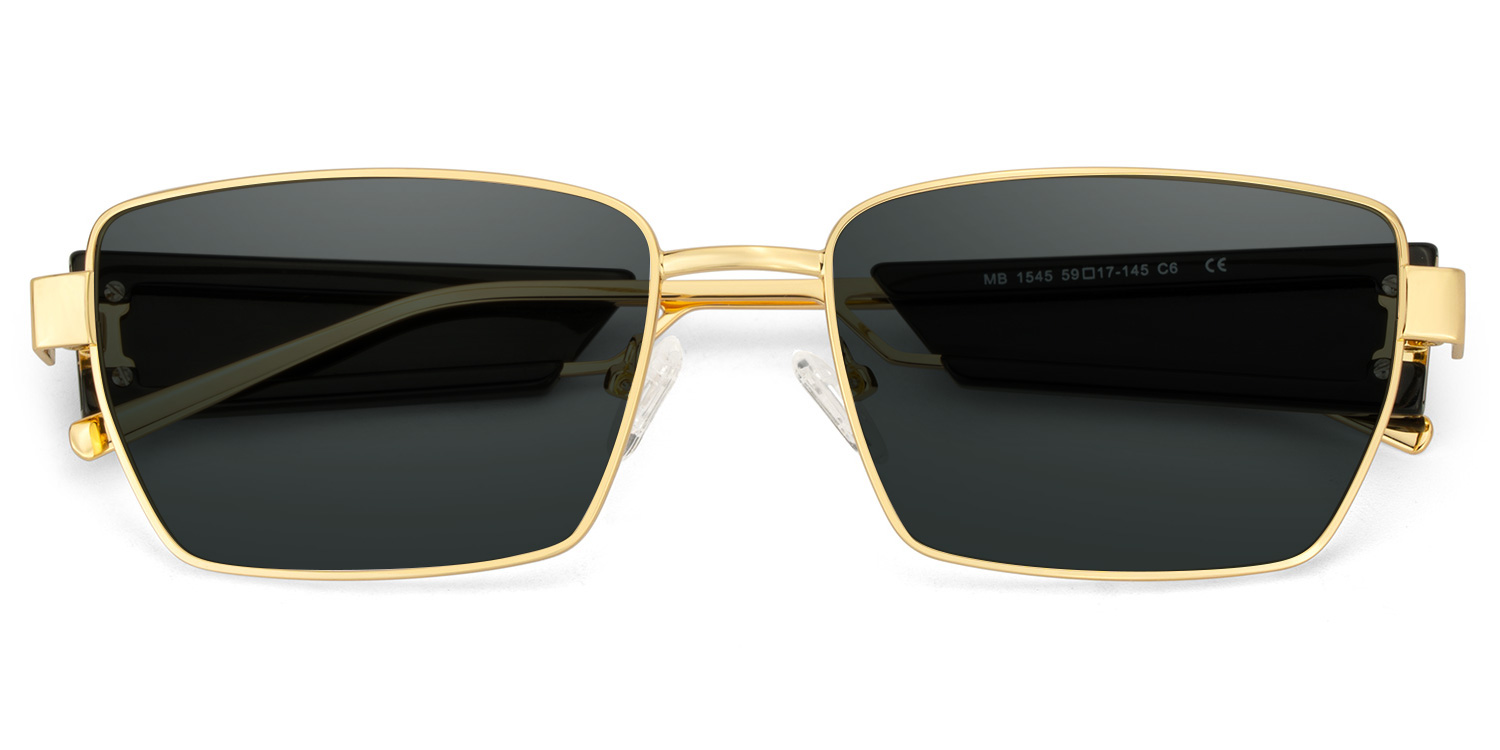 Aluna Rectangle Gold Polarized Sunglasses1