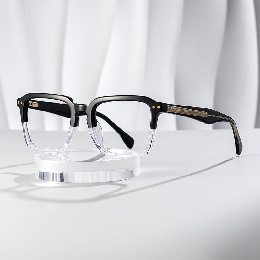 Vickerie Rectangle Black Clear Glasses
