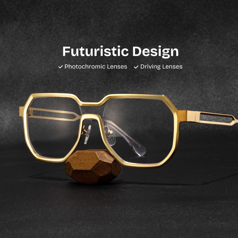 Hype Geometric Gold Glasses