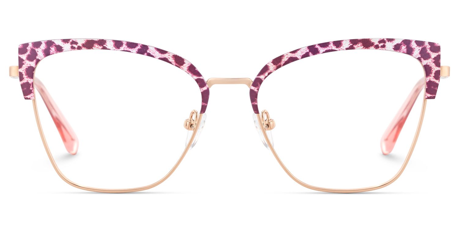 Harley Browline Pink-leopard Color Frame Glasses for Women | Zeelool1