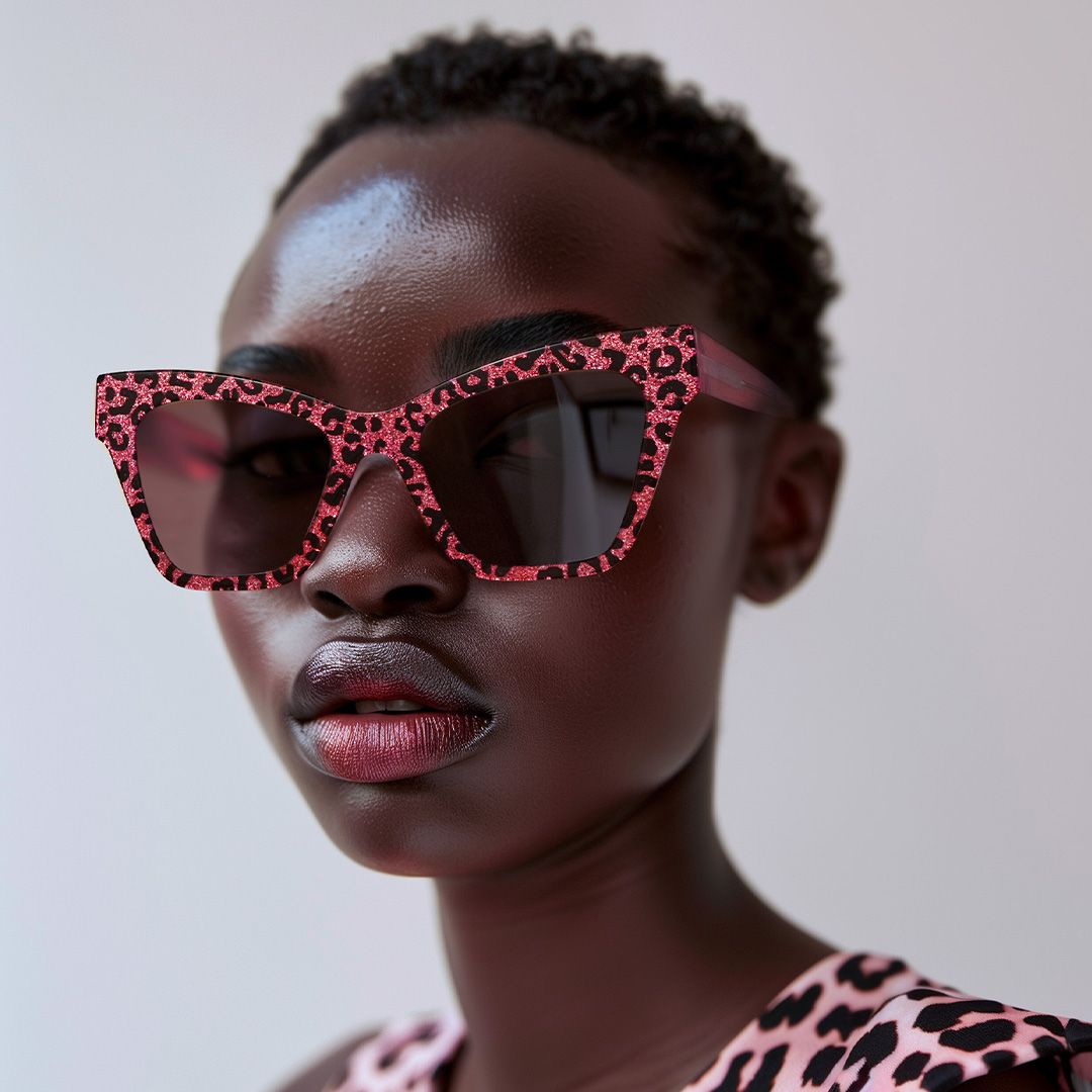 Designer Ansyah Cat Eye Pink Leopard Print Frame Glasses5