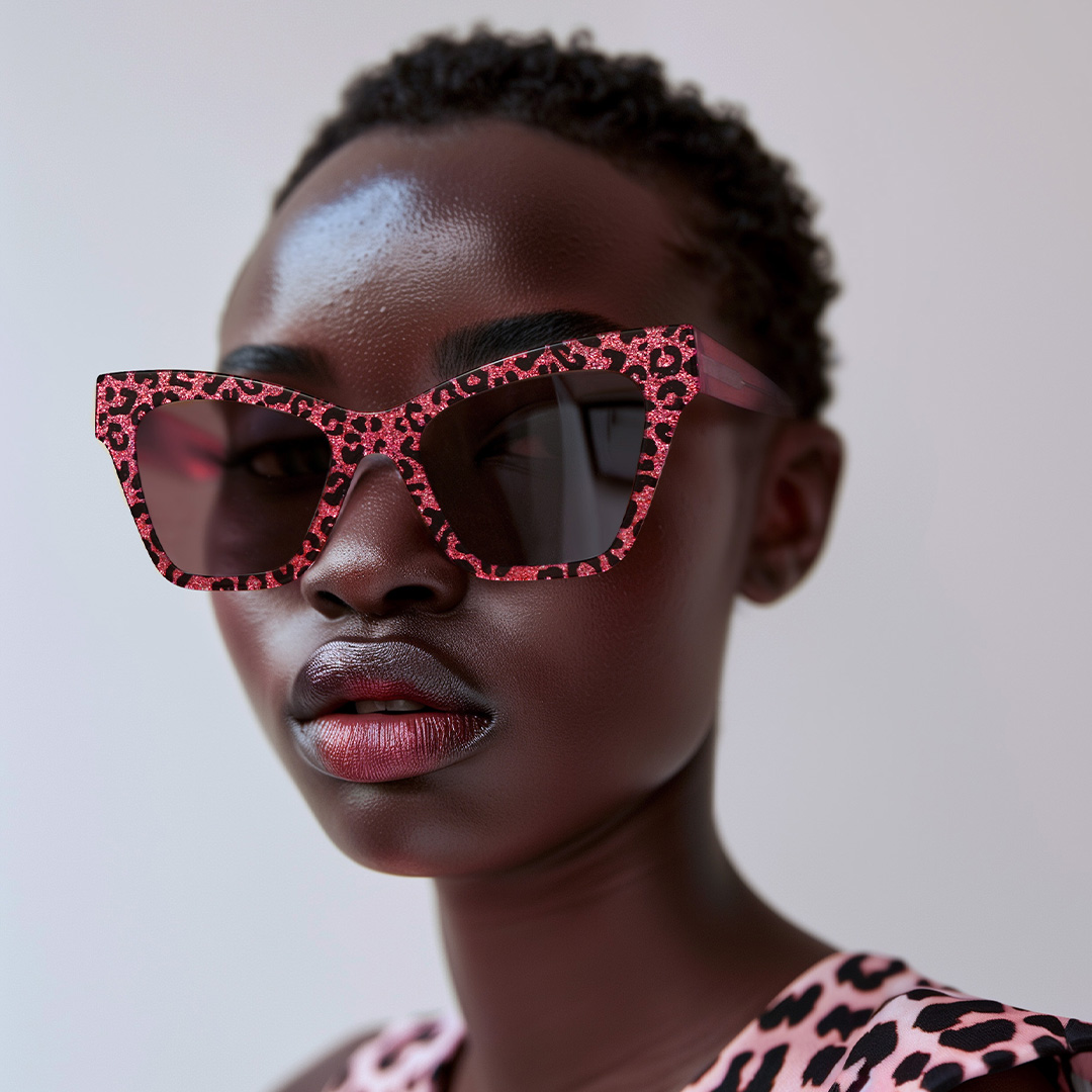 Designer Ansyah Cat Eye Pink Leopard Print Frame Glasses5