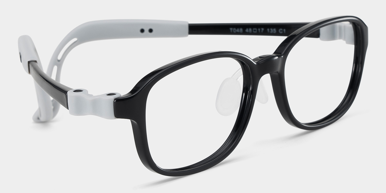 Bright Rectangle Black Frame Eyeglasses for Pre-tweens2