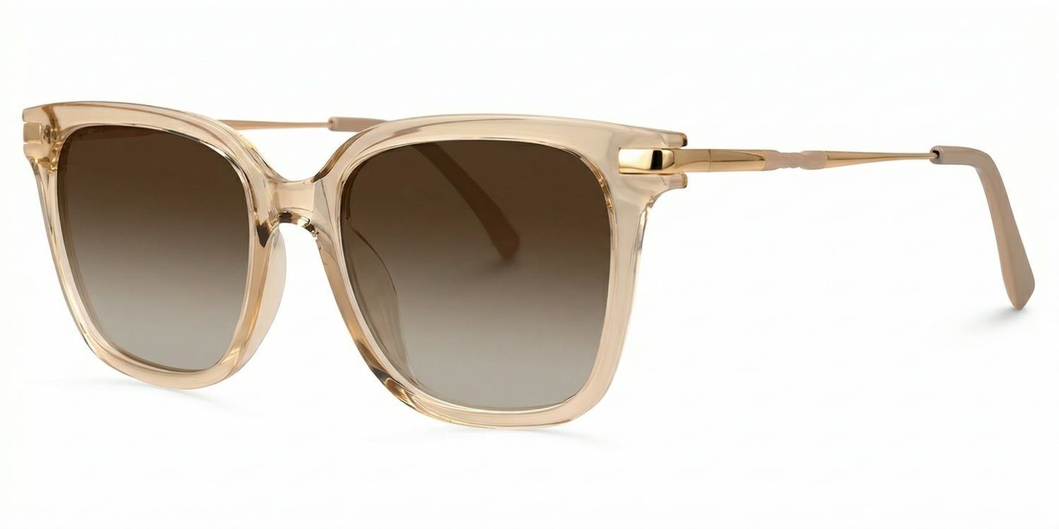 Jacqui Square Beige Eyeglasses and Clear Frame1