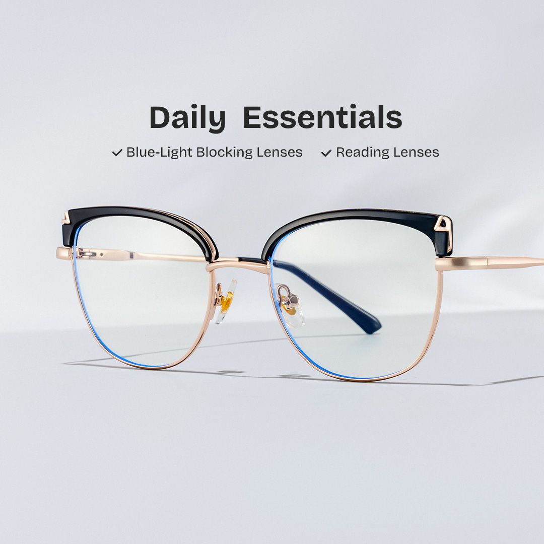 Beau Eyeglasses in Cat eye Black Gold Frame | ZEELOOL Canada0
