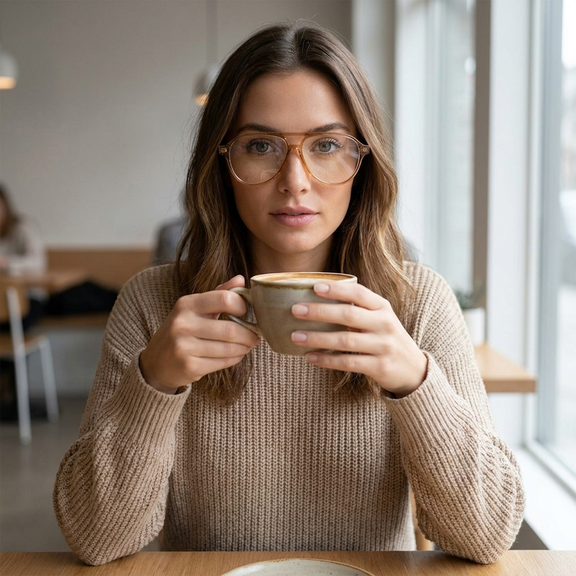 Drew Clear Brown Aviator Glasses