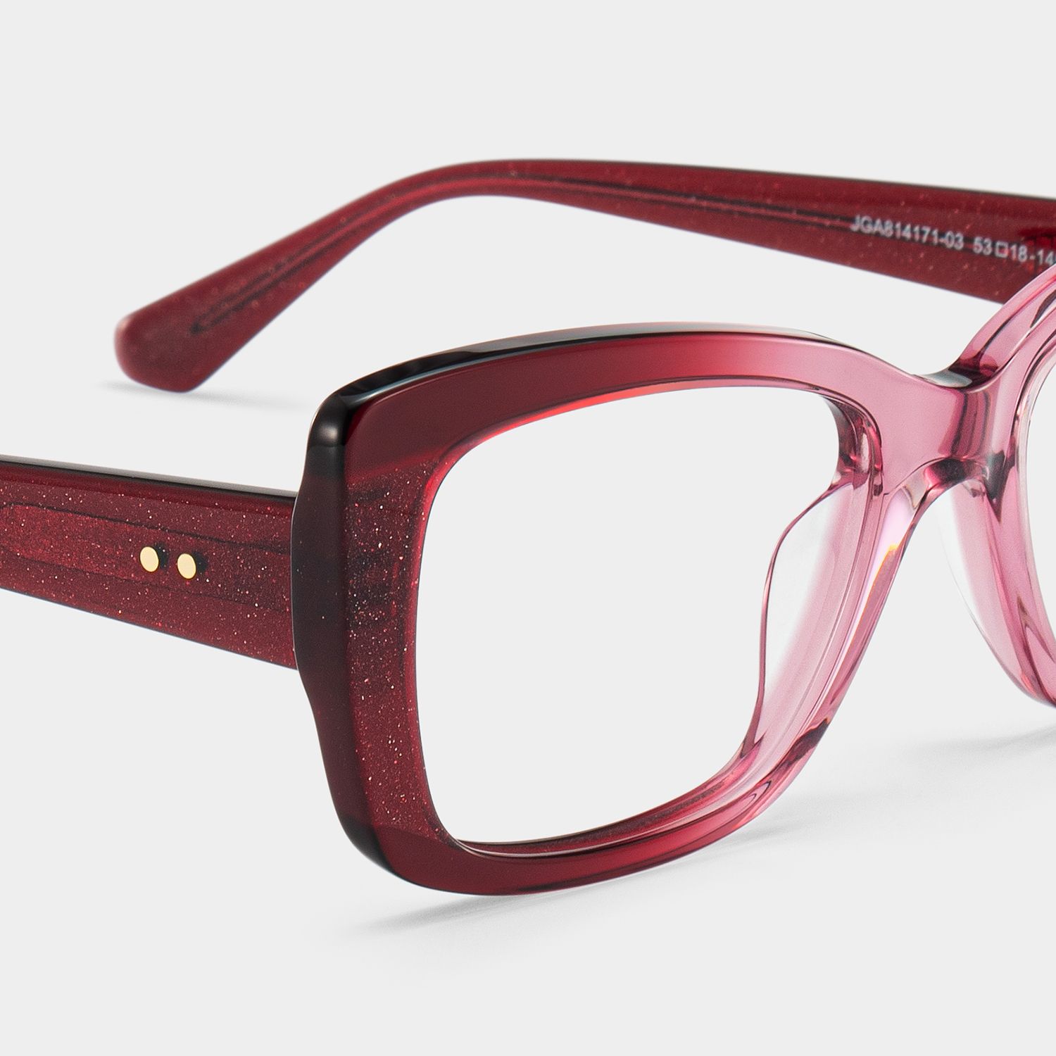 Leona Rectangle Red Gradient Glitter Glasses Frames | ZEELOOL4