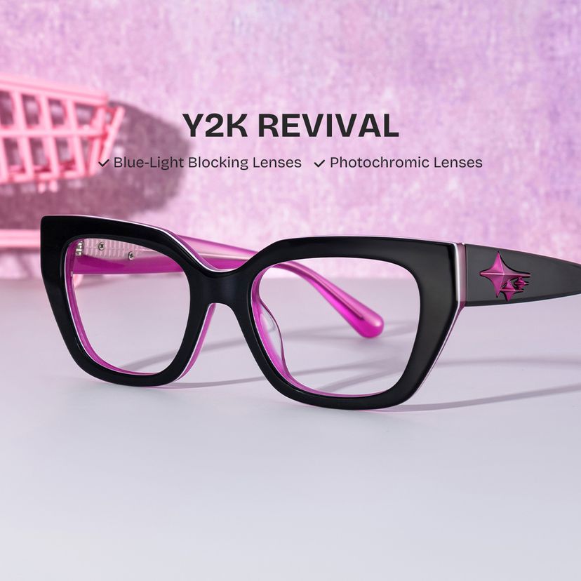 Flare Rectangle Black Glasses