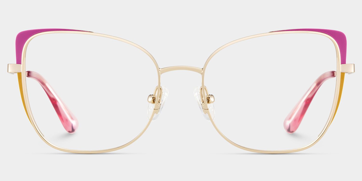 Tessa Pink Gold Frame Glasses with Cat eye Frame Online | ZEELOOL Canada1