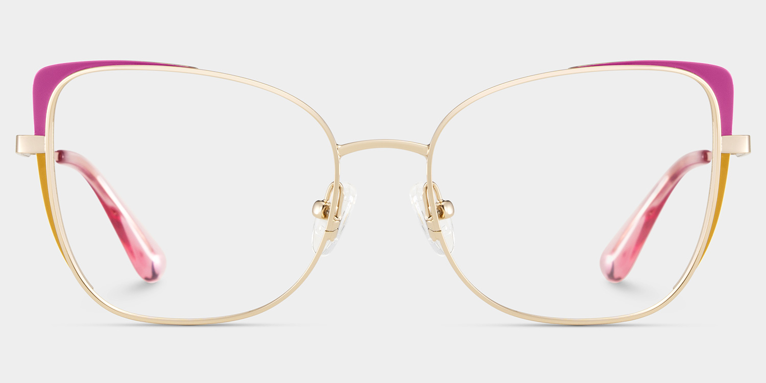 Tessa Pink Gold Frame Glasses with Cat eye Frame Online | ZEELOOL Canada1