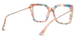 Flora Square Orange-Floral Marble Glasses3