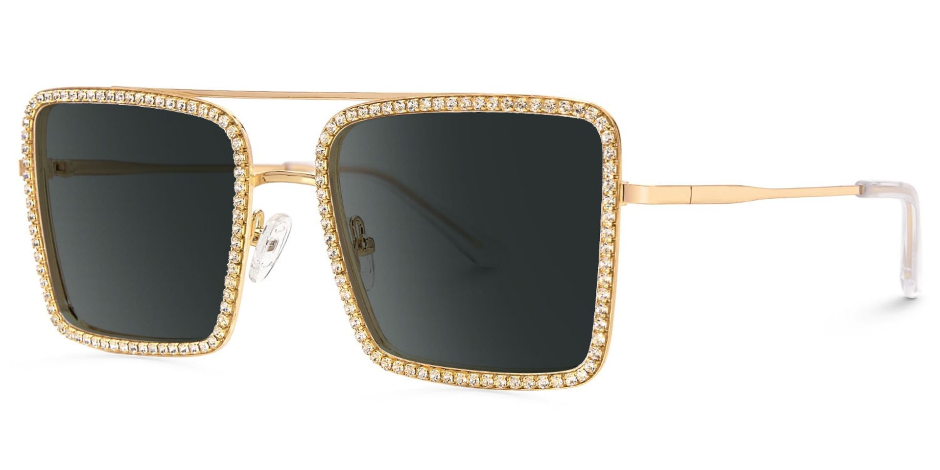 Diva Frame Glasses, Gold Glitter Sparkle Square Sunglasses1