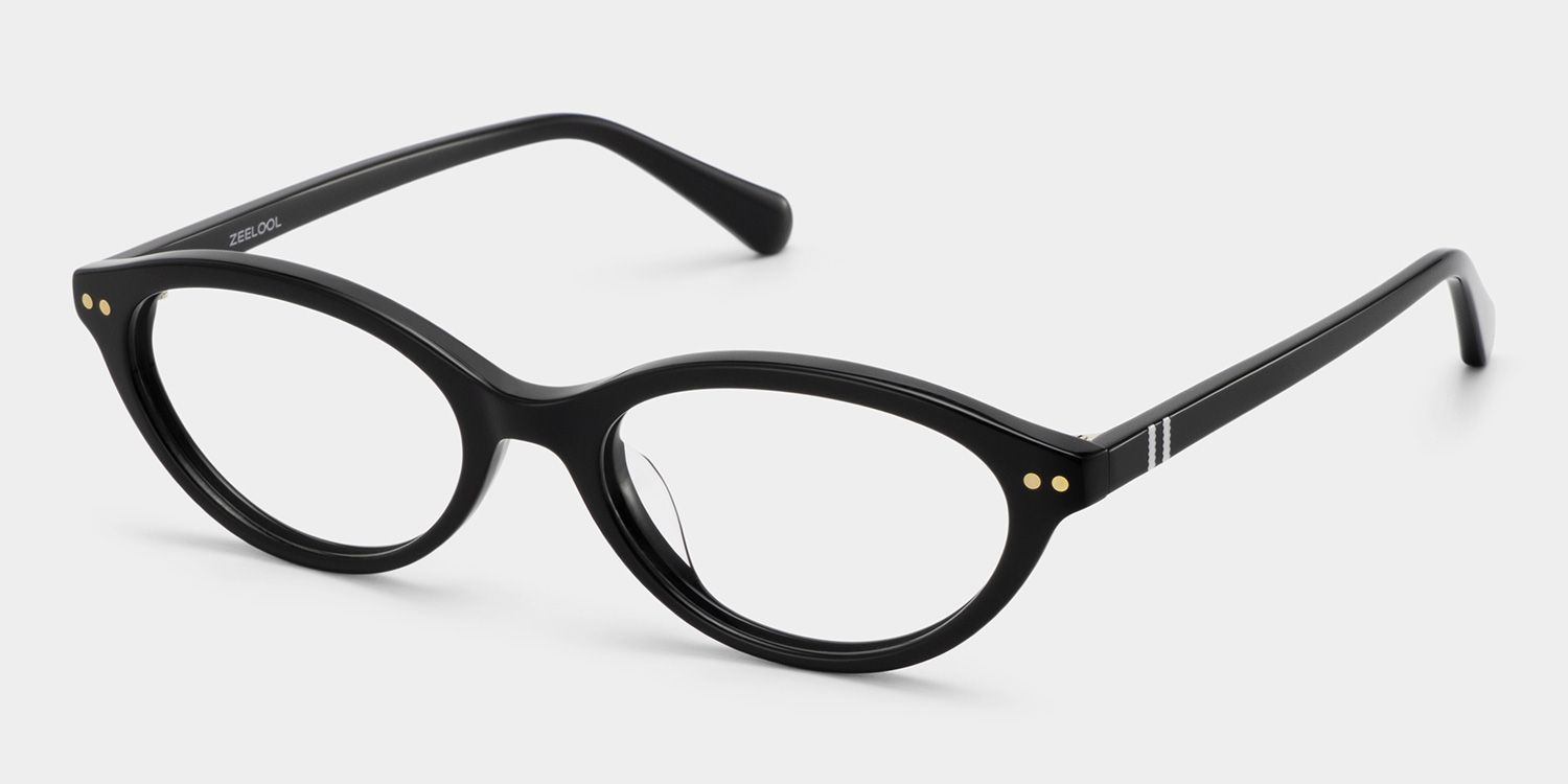 Ashby Black Oval-Frame Glasses | Slim Varsity Style2