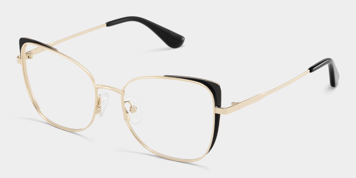 Tessa Black Gold Frame Glasses with Cat eye Frame Online | ZEELOOL Canada3