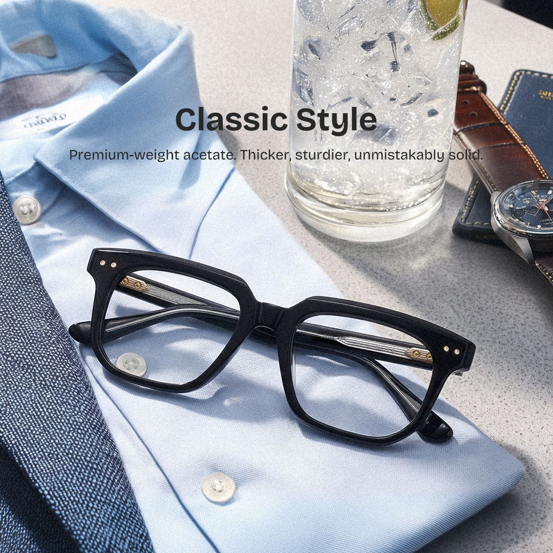 Michael Square Black Transparent Glasses for Men | ZEELOOL0