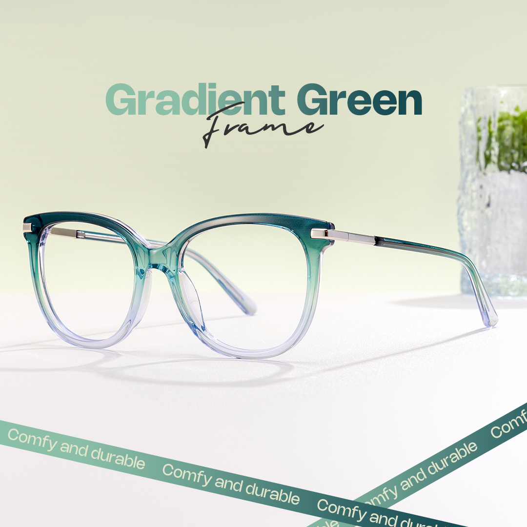Round Green Gradient Crystal Glasses0