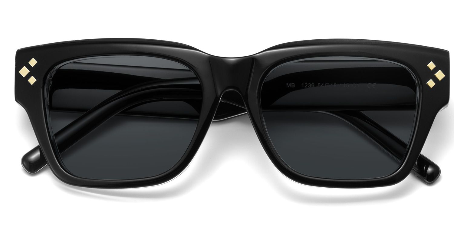 Marlowe Black Rectangle Polarized Sunglasses Online | ZEELOOL Canada1