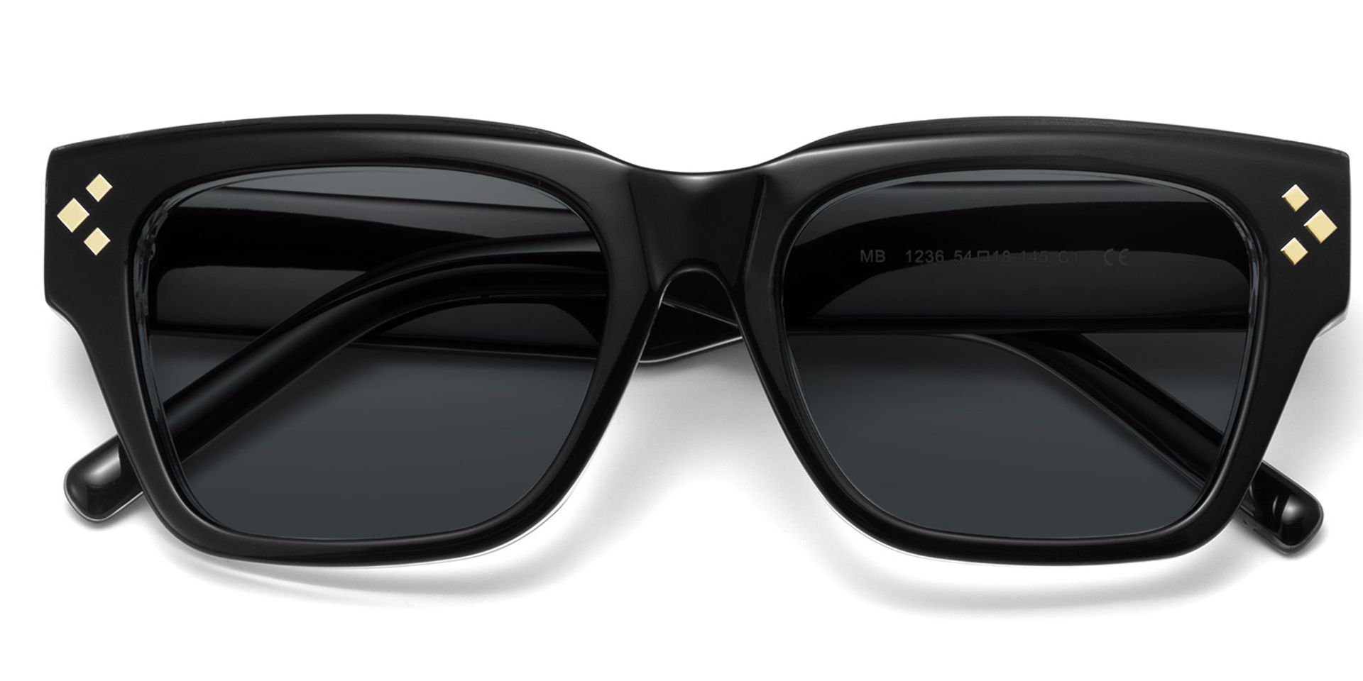 Marlowe Black Rectangle Polarized Sunglasses Online | ZEELOOL Canada1