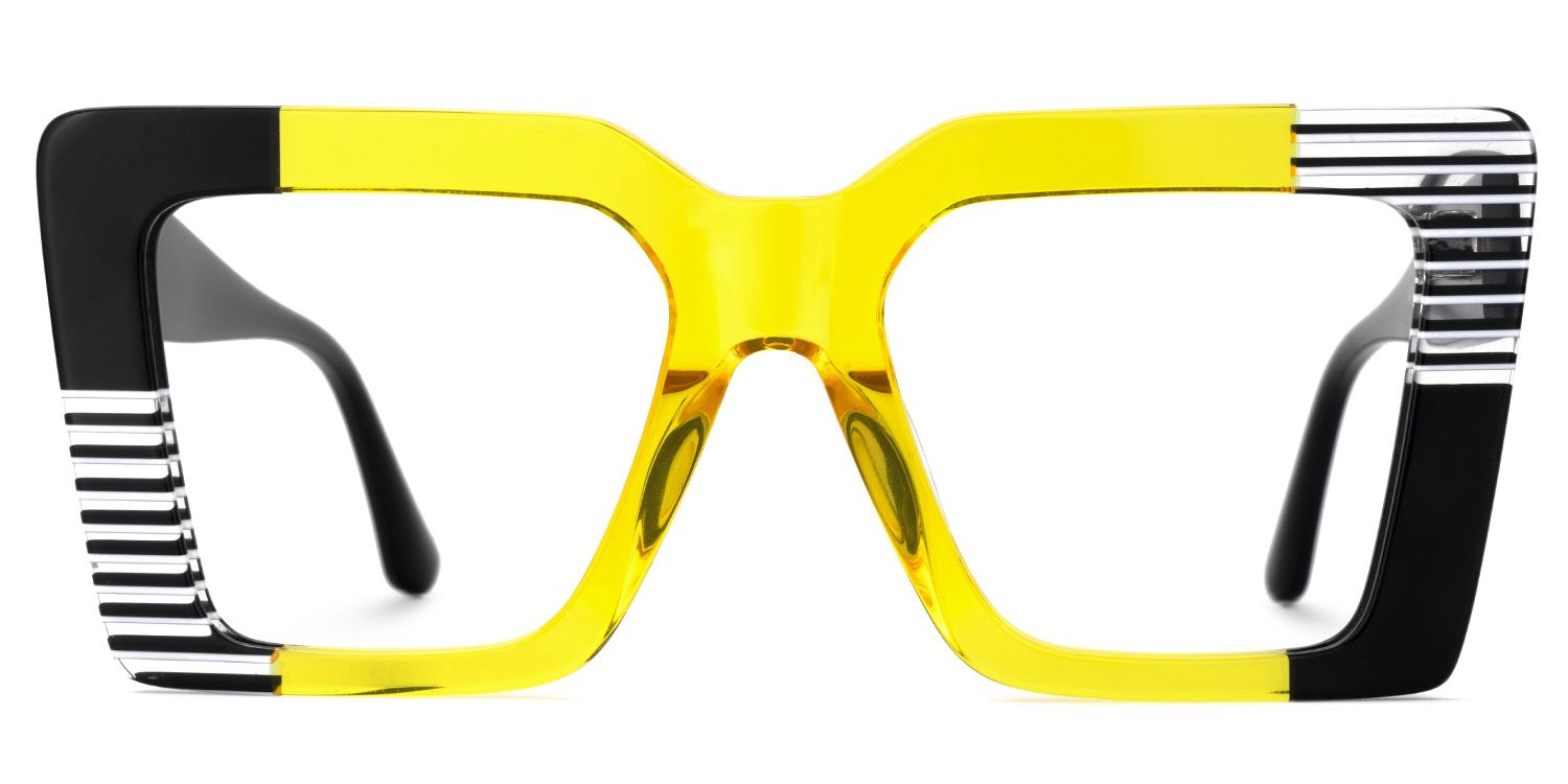 Shamika Large Black and Yellow Eyeglasses with Rectangle Frames | ZEELOOL Canada0