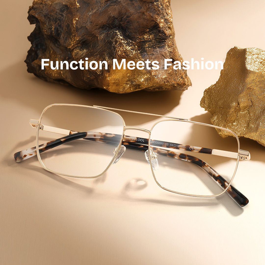 Iris Light Gold Frame Glasses with Aviator Frame Online | ZEELOOL Canada1
