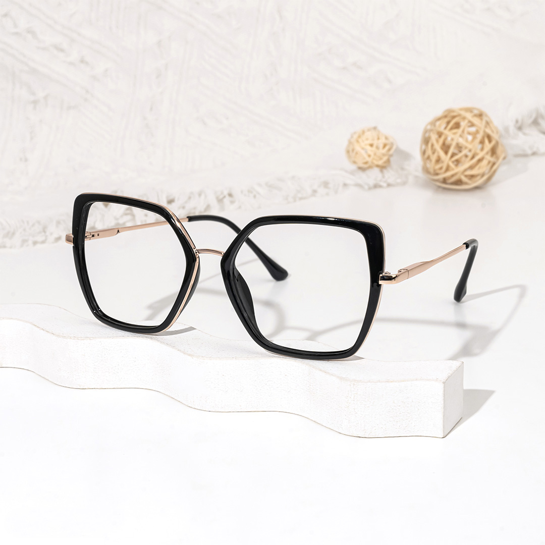Geometric Keller Black Glasses deals -Zeelool Glasses0