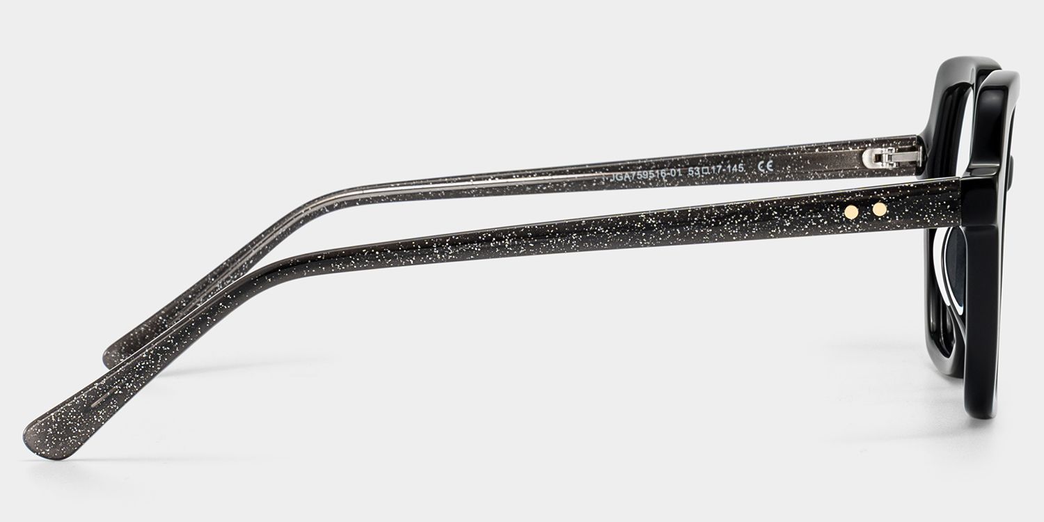 Devon Black Hexagon Glasses Frames with Dark Grey Sparkling | ZEELOOL3