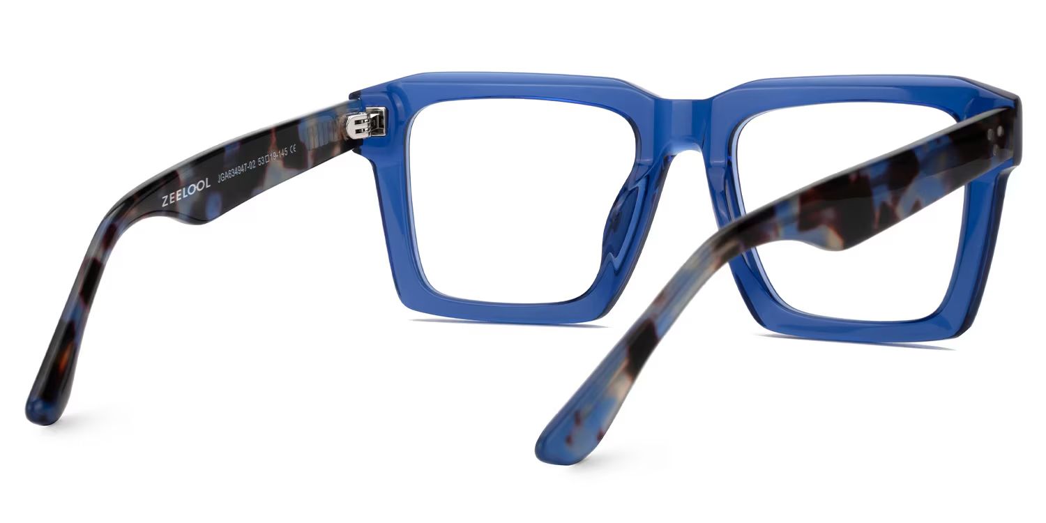 Kenish Designer Eyeglasses in Square Blue Frame3