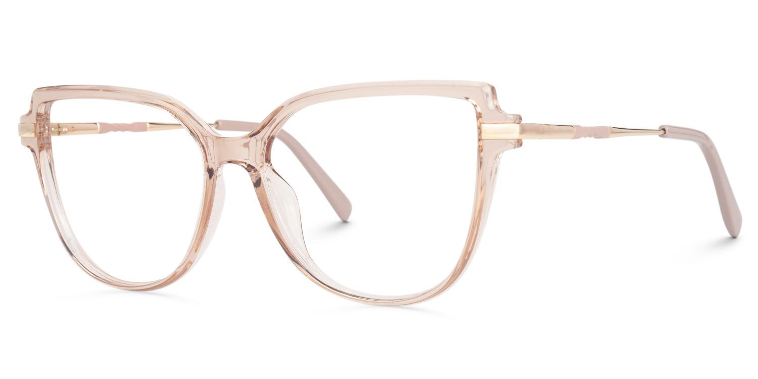 Eisan Thin Beige Eyeglass Frames with Cateye | ZEELOOL Canada1