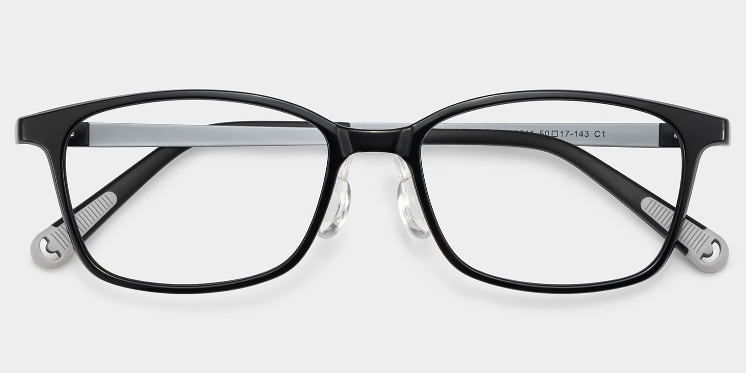 Finne Rectangle Black Frame Eyeglasses for Teens1