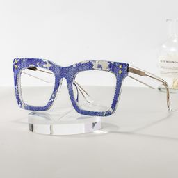 Porsha Square Dark Blue Glasses0