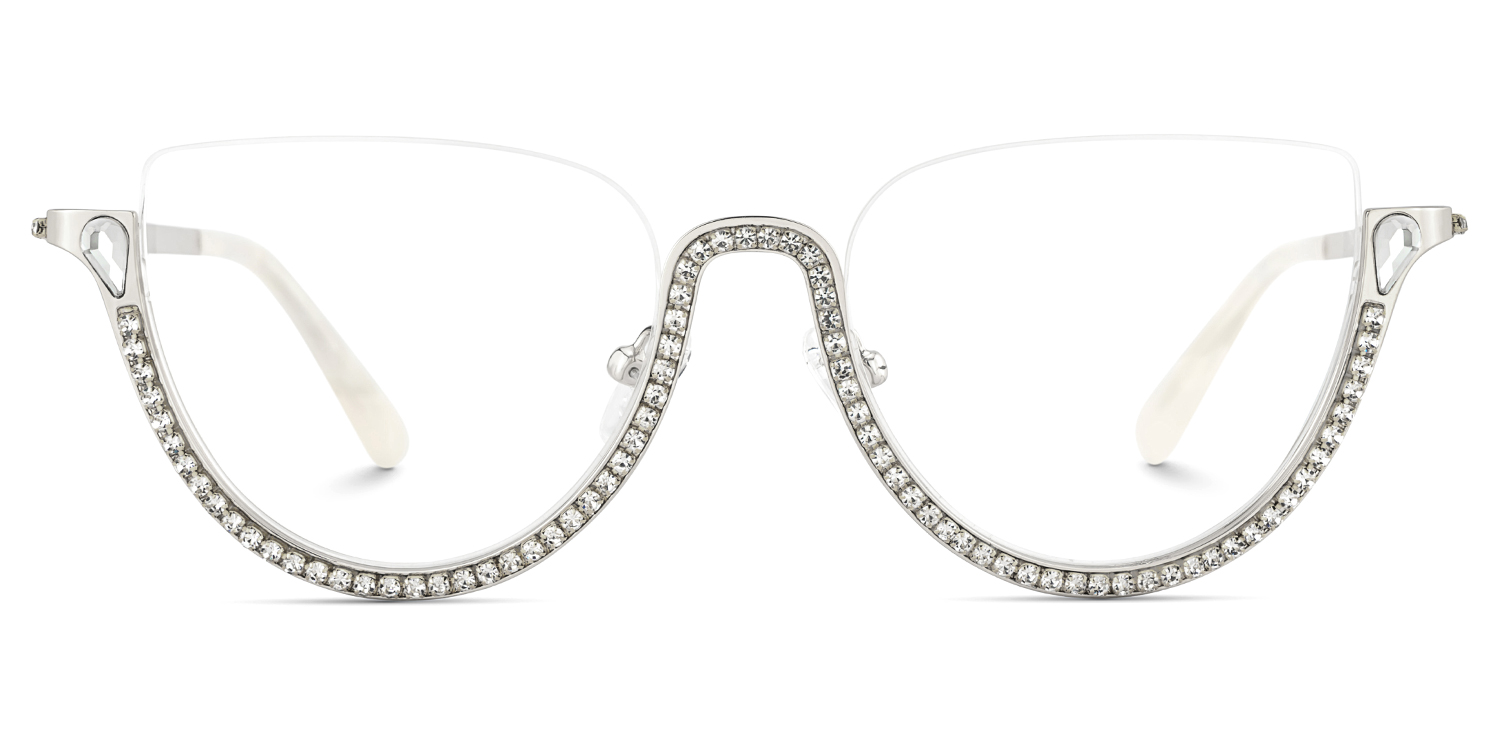 Sparkle Cateye Silver Glasses2
