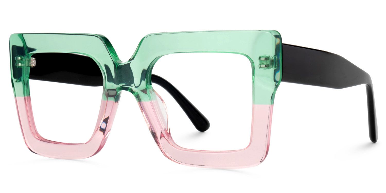 Brandon Square Green-Pink Oversized Frame Glasses1