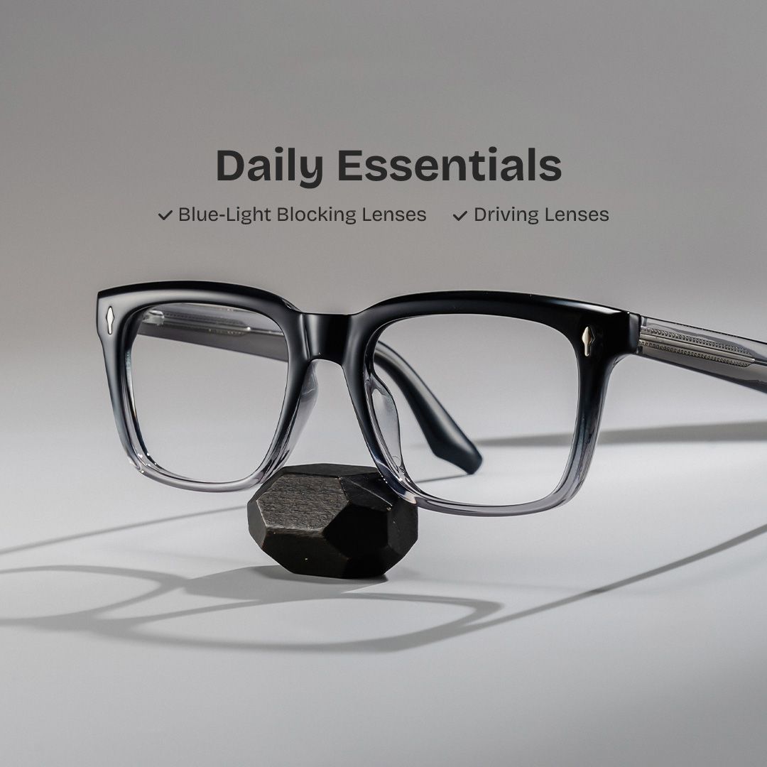 Fletcher Black Frame Glasses with Rectangle Frame Online | ZEELOOL0